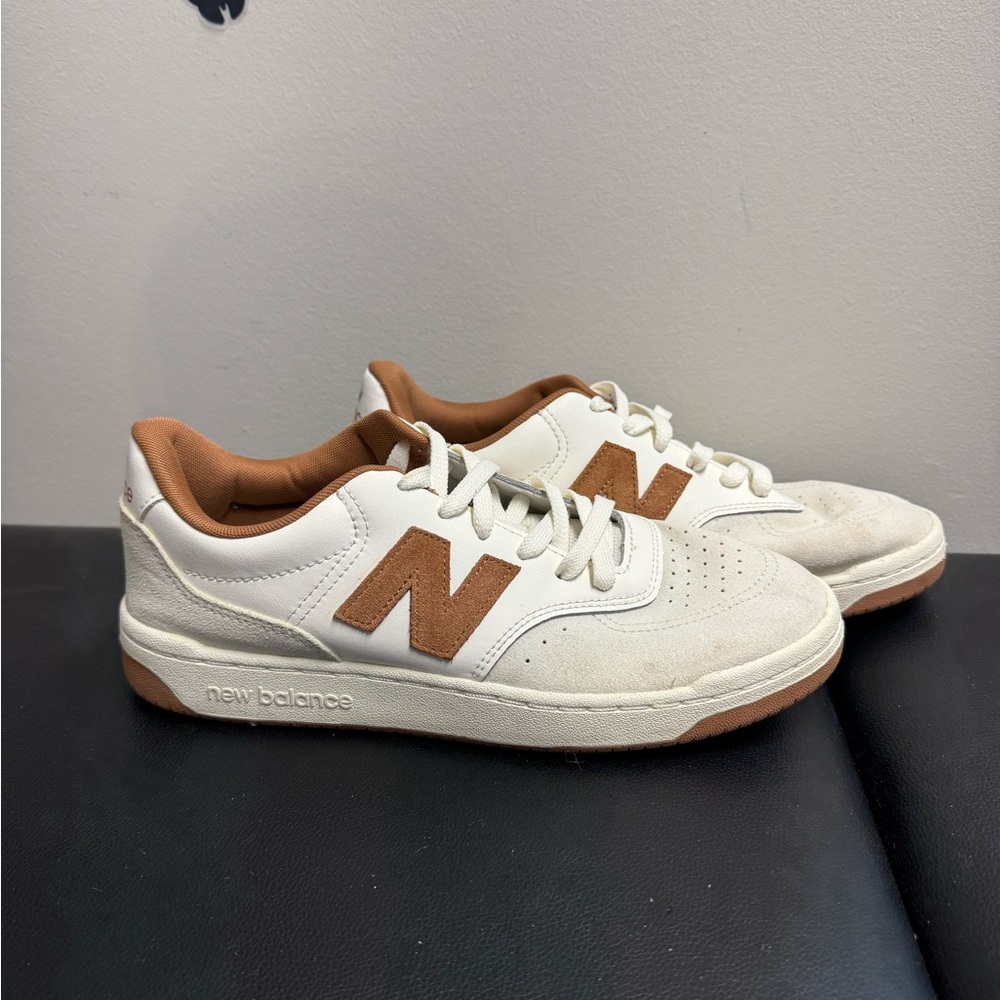 New Balance Men's White and Tan Sneakers